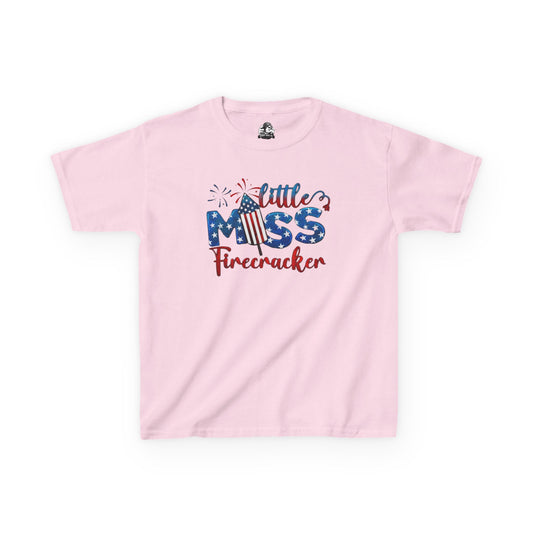 Kids 4th of July Tee - Little Miss Firecracker Shirt, Independence Day Outfit, Kids Summer Apparel, Patriotic T-Shirt, Fun Holiday Top