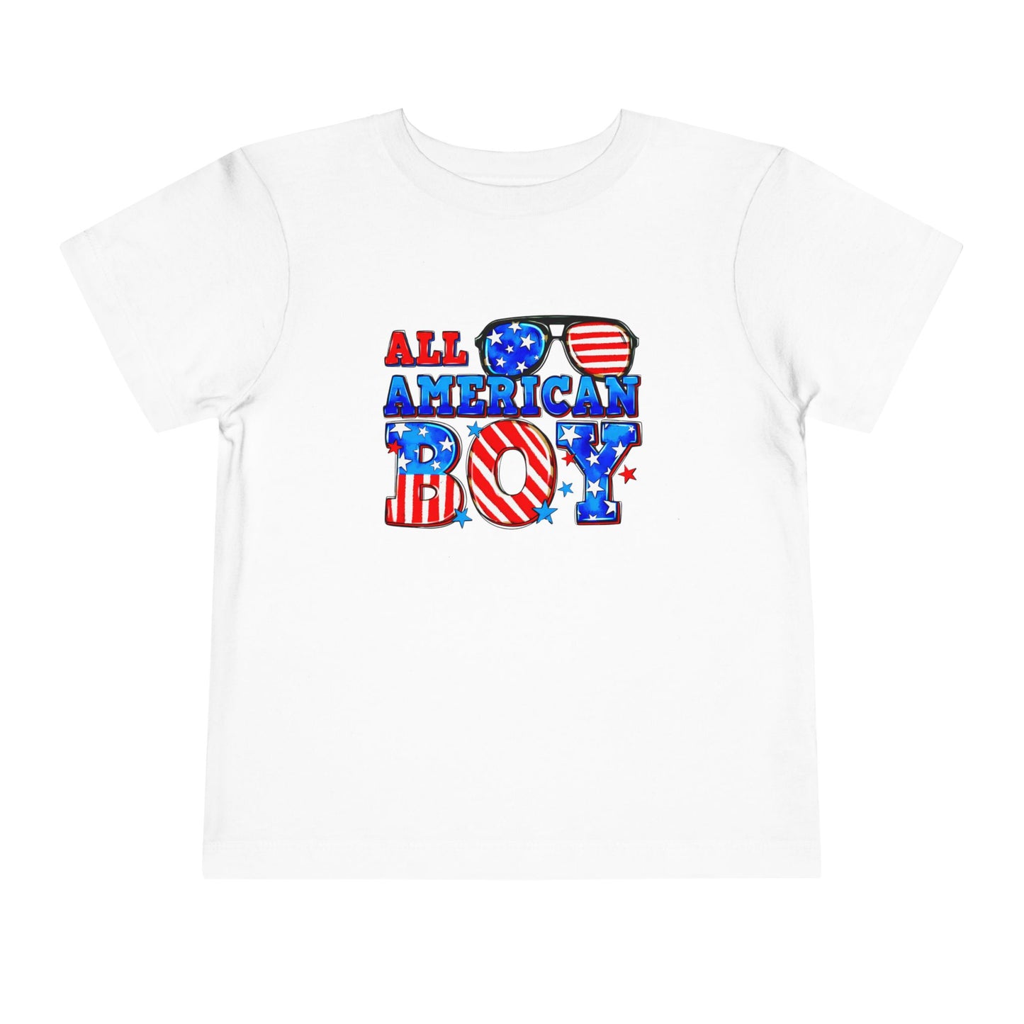 All American Boy Toddler Tee, Kids Patriotic Shirt, July 4th Outfit, Toddler Summer T-Shirt, USA Pride Apparel
