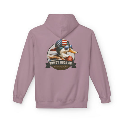 Patriotic Duck Hoodie, Fun Casual Wear for Outdoors, Gift for Animal Lovers, Unique Hoodie for Holidays, Comfy Everyday Style