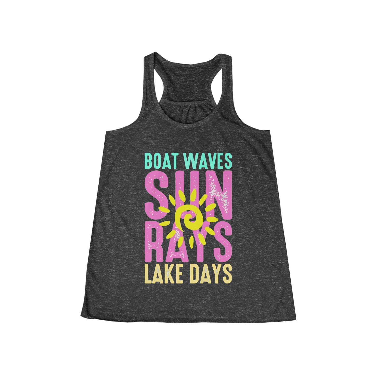Sunshine Vibes Flowy Tank, Summer Beach Top, Boat Waves T-Shirt, Lake Days Apparel, Vacation Leisure Wear
