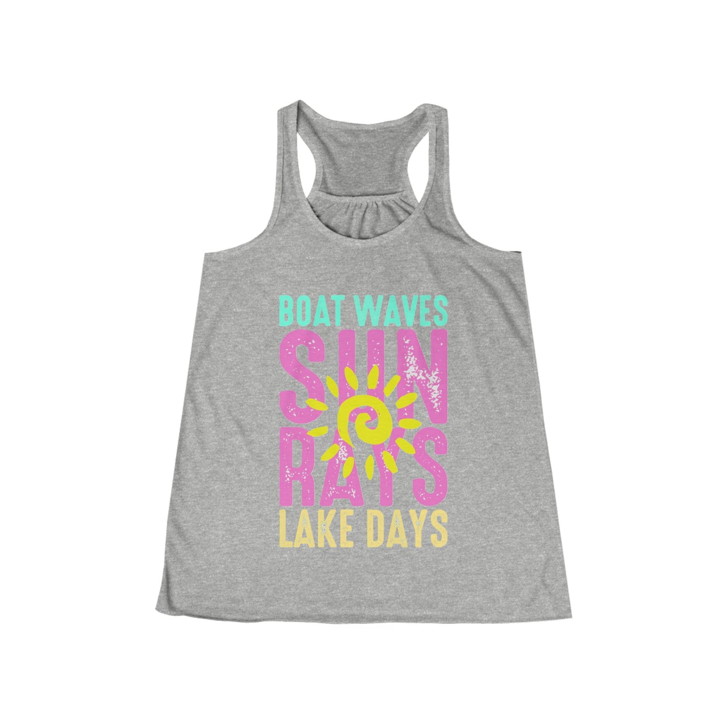 Sunshine Vibes Flowy Tank, Summer Beach Top, Boat Waves T-Shirt, Lake Days Apparel, Vacation Leisure Wear