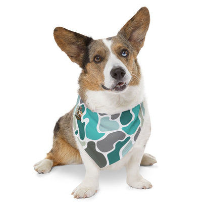 Stylish Turquoise Camo Pet Bandana Collar for Dogs - Perfect for Outings and Celebrations