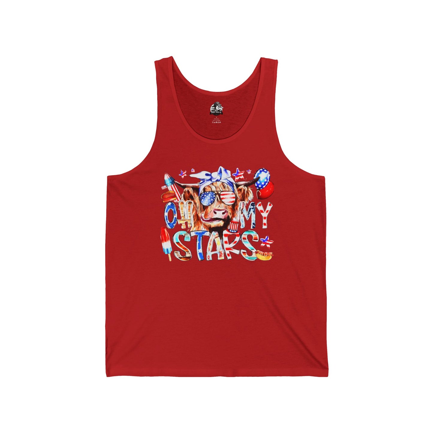 Unisex Jersey Tank with Stars Design | Patriotic Summer Top, 4th of July T-Shirt, Casual Wear, Festival Outfit, Pool Party