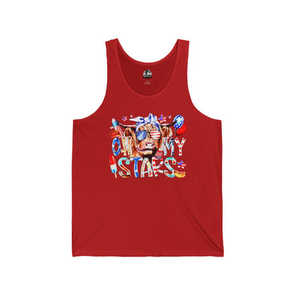 Unisex Jersey Tank with Stars Design | Patriotic Summer Top, 4th of July T-Shirt, Casual Wear, Festival Outfit, Pool Party