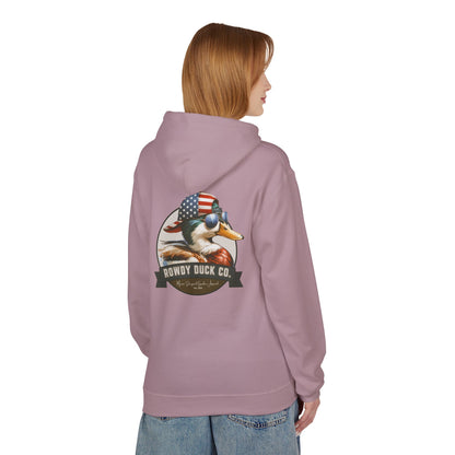 Patriotic Duck Hoodie, Fun Casual Wear for Outdoors, Gift for Animal Lovers, Unique Hoodie for Holidays, Comfy Everyday Style