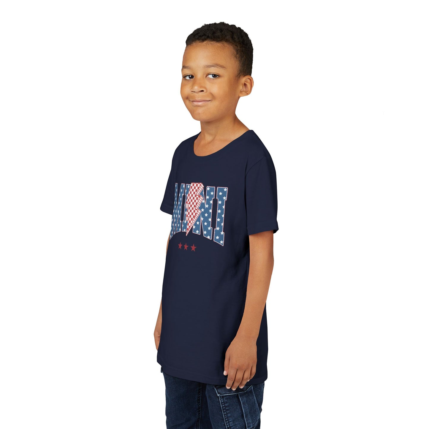 Patriotic Youth Tee, Kids 4th of July Shirt, Mini American Flag T-Shirt, Summer Playwear, Independence Day Gift