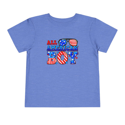All American Boy Toddler Tee, Kids Patriotic Shirt, July 4th Outfit, Toddler Summer T-Shirt, USA Pride Apparel