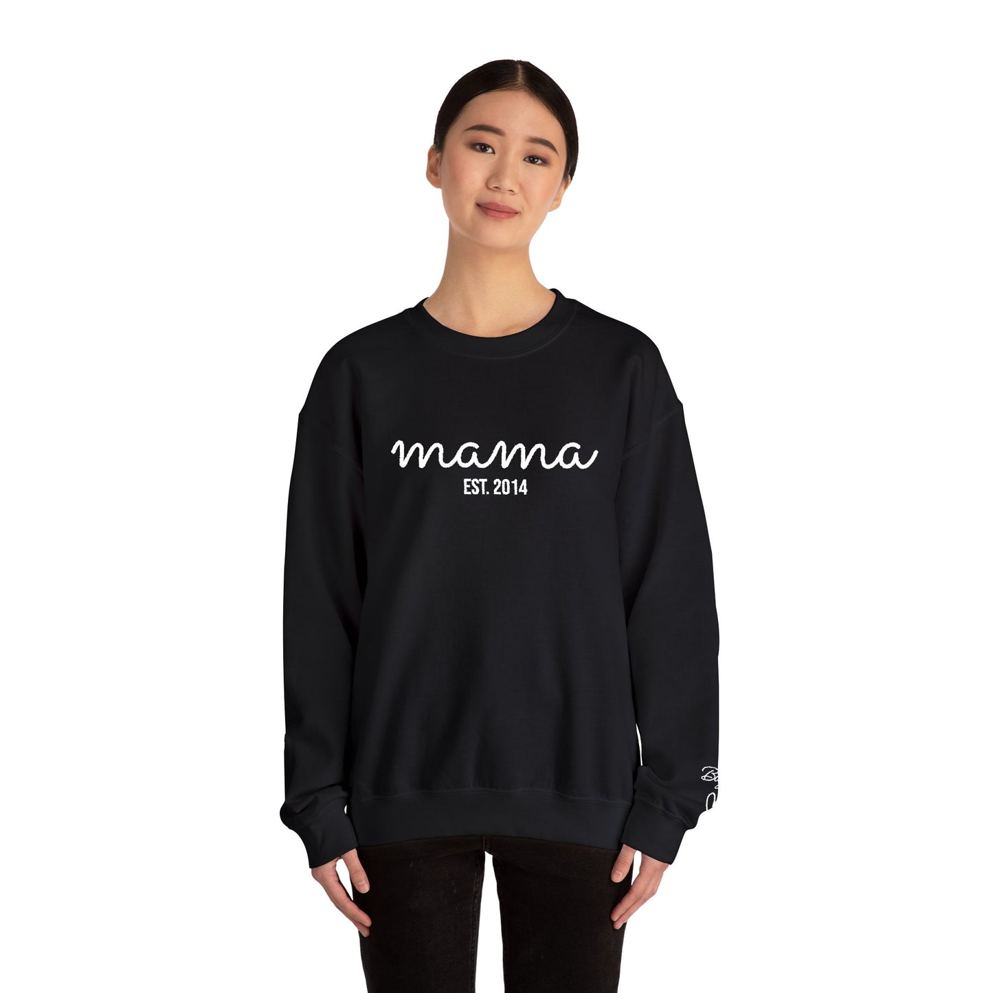 Custom Embroidered Mama Cursive Fleece Crewneck
