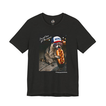 I’m just here for the wieners adult raccoon tee