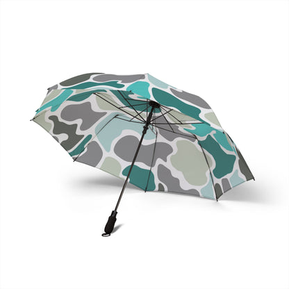 Turqoise Camouflage Semi-Automatic Foldable Umbrella - Stylish & Compact Design for Outdoor Adventures