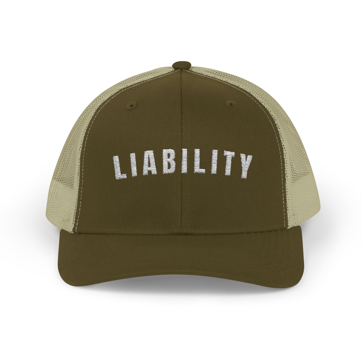 Stylish Snapback Trucker Cap with 'Liability' Text – Trendy Accessory for Everyday Wear, Casual Events, Gifts, Outdoor Activities