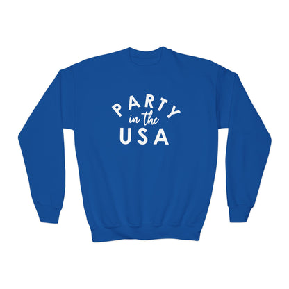 Party in the USA Youth Crewneck Sweatshirt, Kids Casual Wear, Patriotic Gift, Holiday Apparel, Independence Day Style, Birthday Present