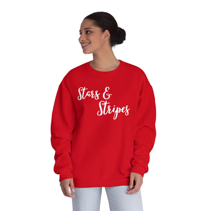 Stars & Stripes Unisex Crewneck Sweatshirt - Cozy Apparel for Casual Days, Gift for Independence Day, Summer BBQs, Fun Gatherings