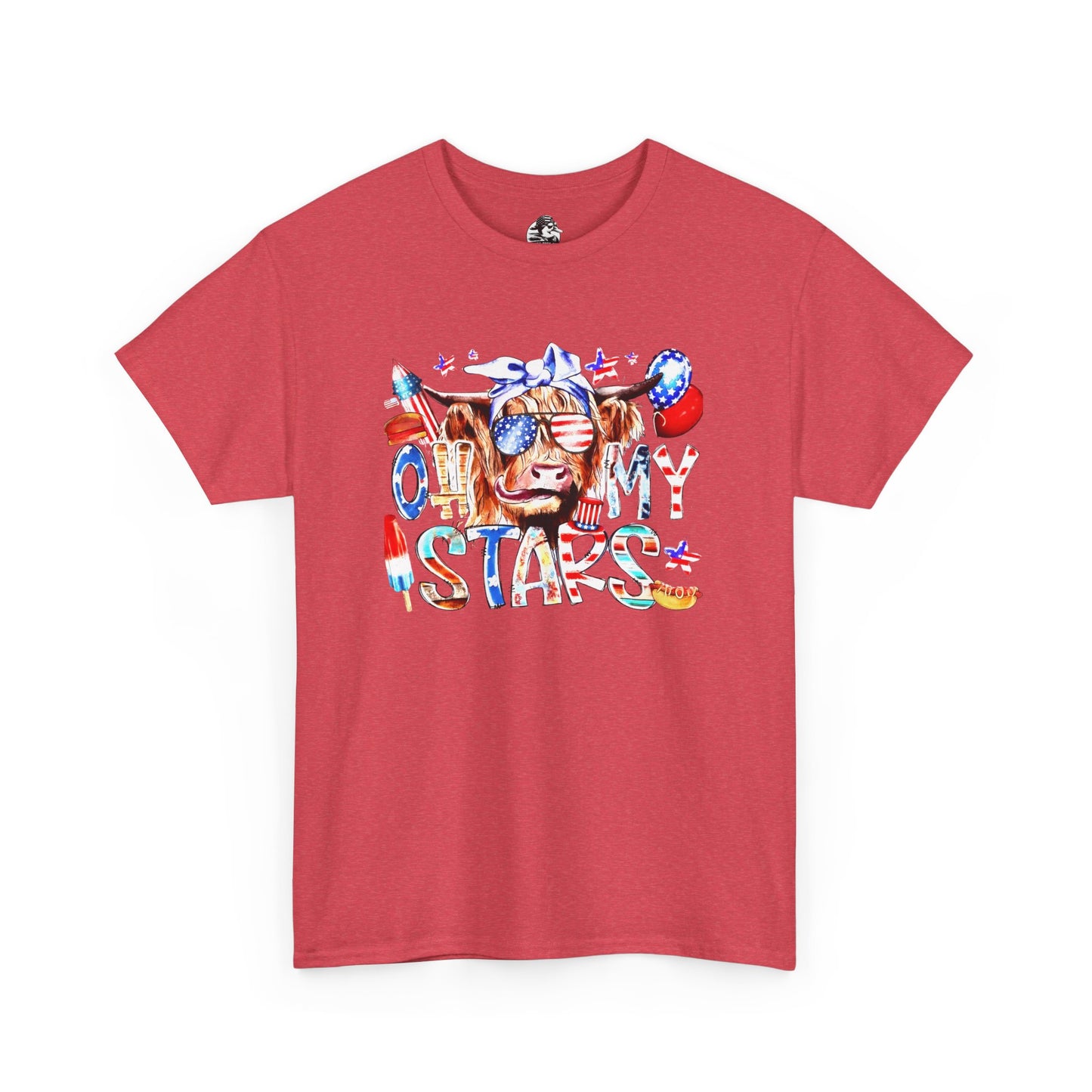 Cow red white & blue tee