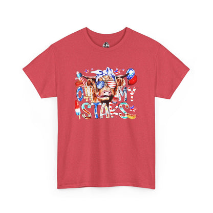 Cow red white & blue tee