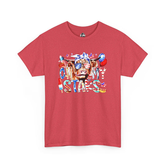 Cow red white & blue tee