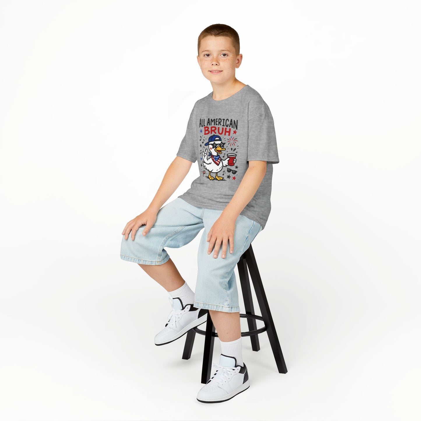 Patriotic Kids Tee, All American Bruh Shirt, Fun Summer Tee, Fourth of July Gift, Kids Celebration Apparel