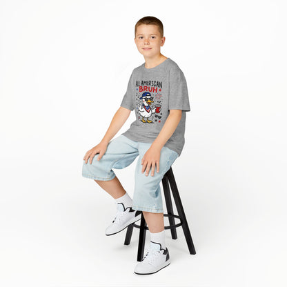 Patriotic Kids Tee, All American Bruh Shirt, Fun Summer Tee, Fourth of July Gift, Kids Celebration Apparel