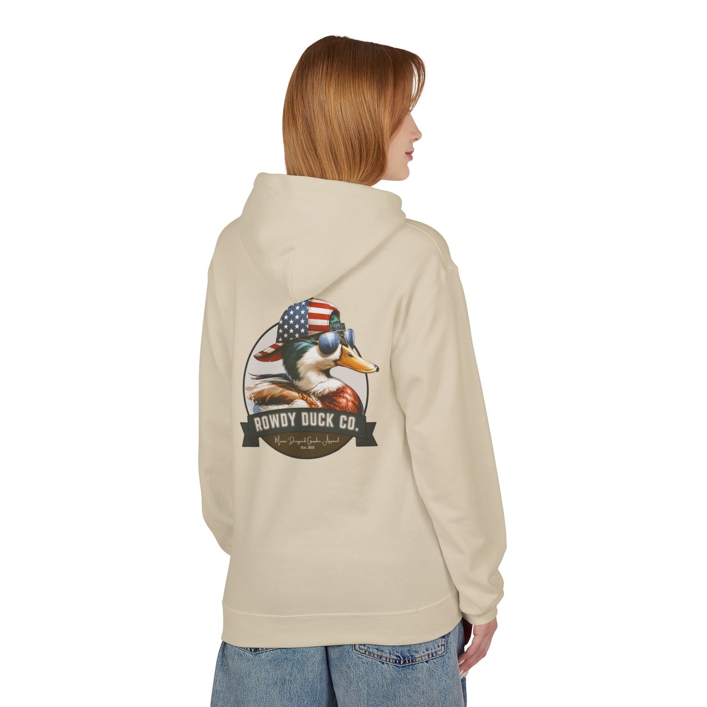 Patriotic Duck Hoodie, Fun Casual Wear for Outdoors, Gift for Animal Lovers, Unique Hoodie for Holidays, Comfy Everyday Style