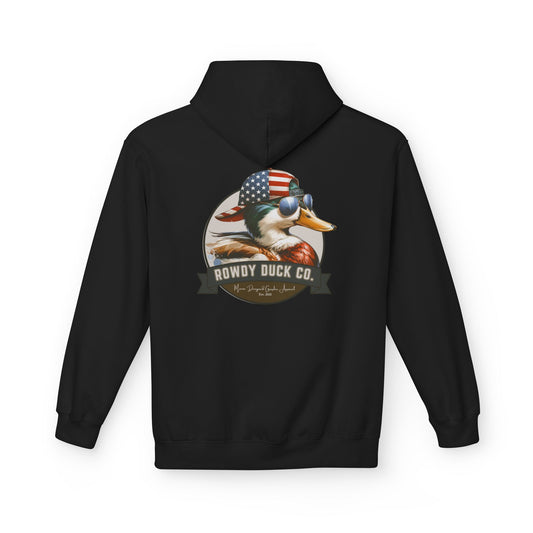 Patriotic Duck Hoodie, Fun Casual Wear for Outdoors, Gift for Animal Lovers, Unique Hoodie for Holidays, Comfy Everyday Style
