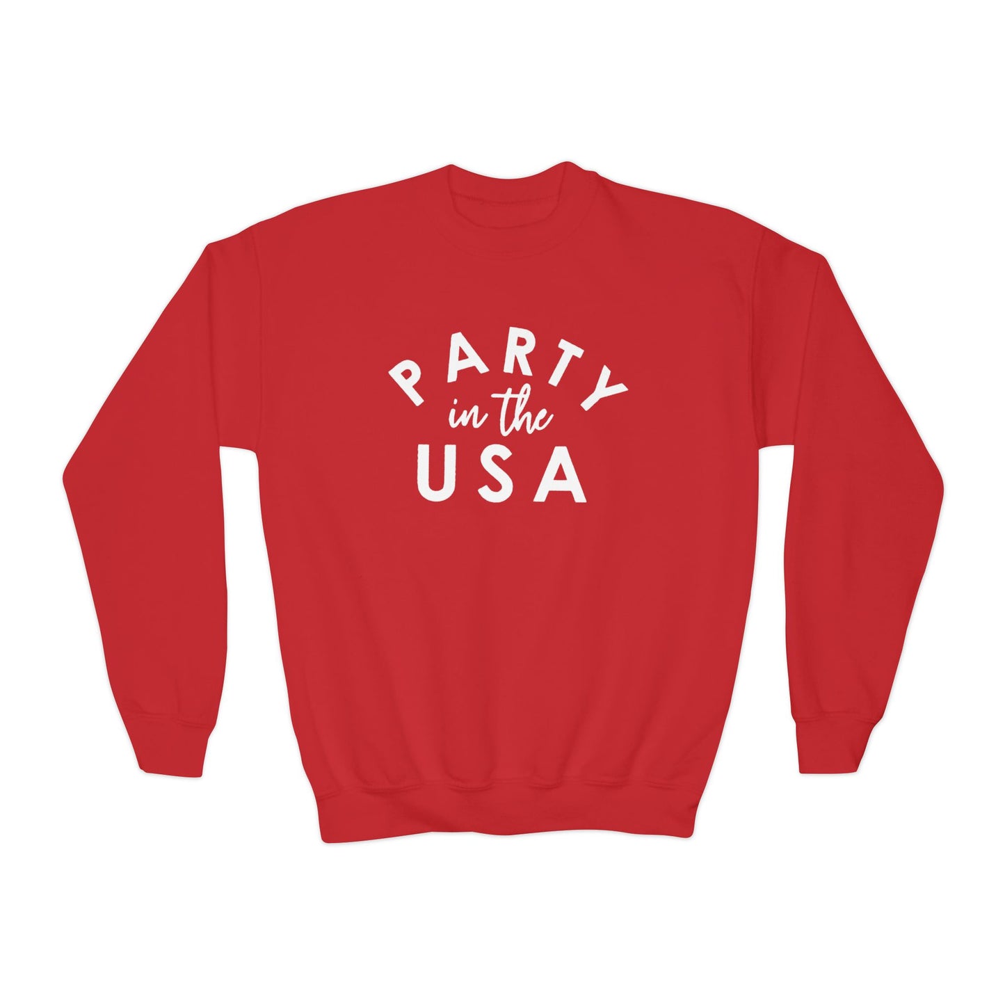 Party in the USA Youth Crewneck Sweatshirt, Kids Casual Wear, Patriotic Gift, Holiday Apparel, Independence Day Style, Birthday Present