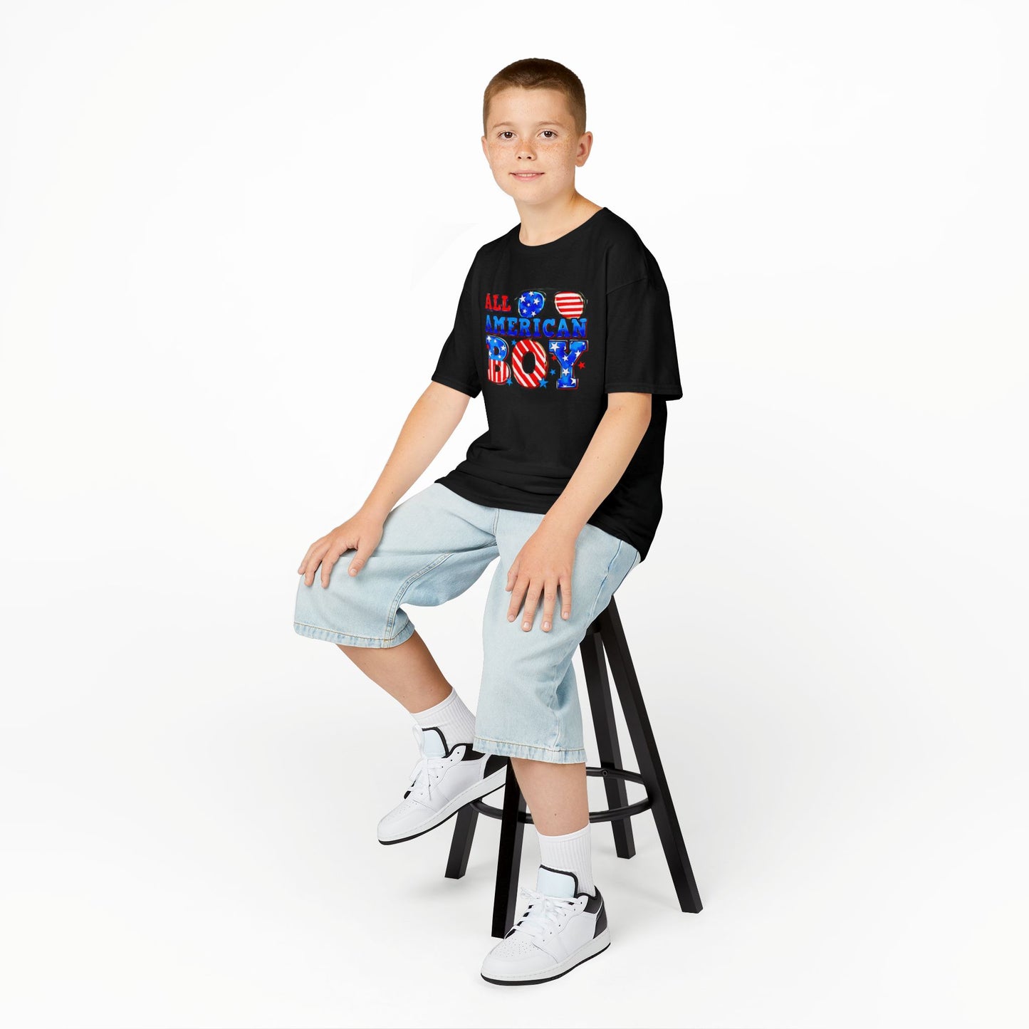 All American Boy Kids Tee, Patriotic T-Shirt, 4th of July Outfit, Independence Day Gift, Summer Kids Clothing