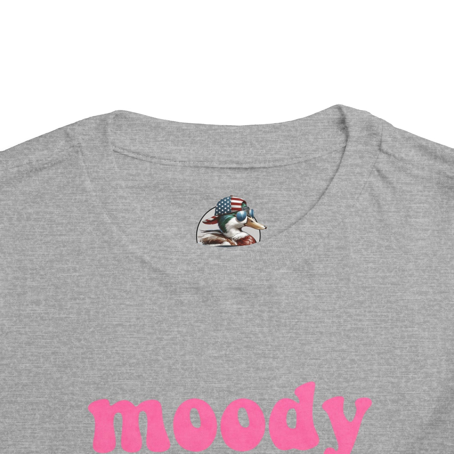 Toddler Tee — "moody little shit" Pink Retro Font