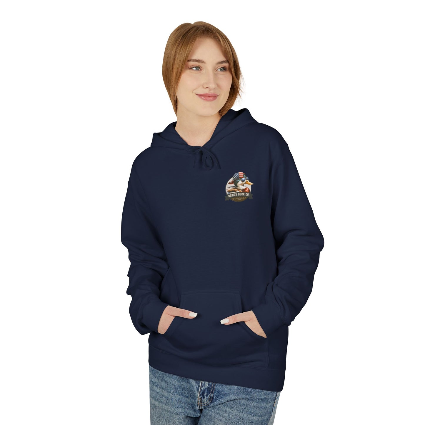 Patriotic Duck Hoodie, Fun Casual Wear for Outdoors, Gift for Animal Lovers, Unique Hoodie for Holidays, Comfy Everyday Style