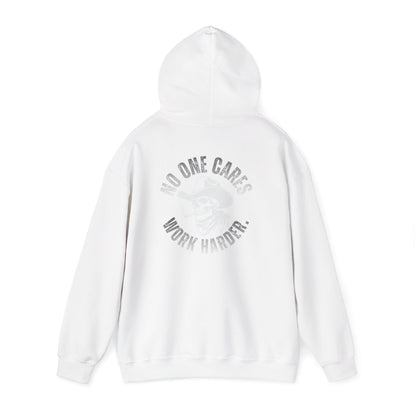 Hoodie — "No One Cares, Work Harder" Motivational Skull Hoodie