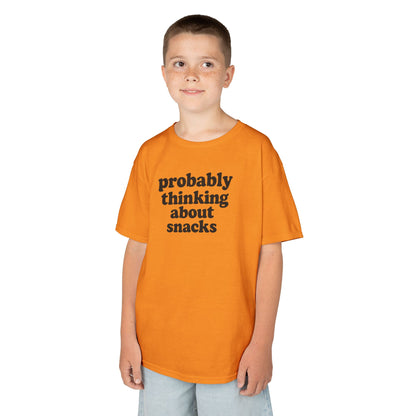 Kids Tee — "Probably Thinking About Snacks" Funny Graphic T-Shirt