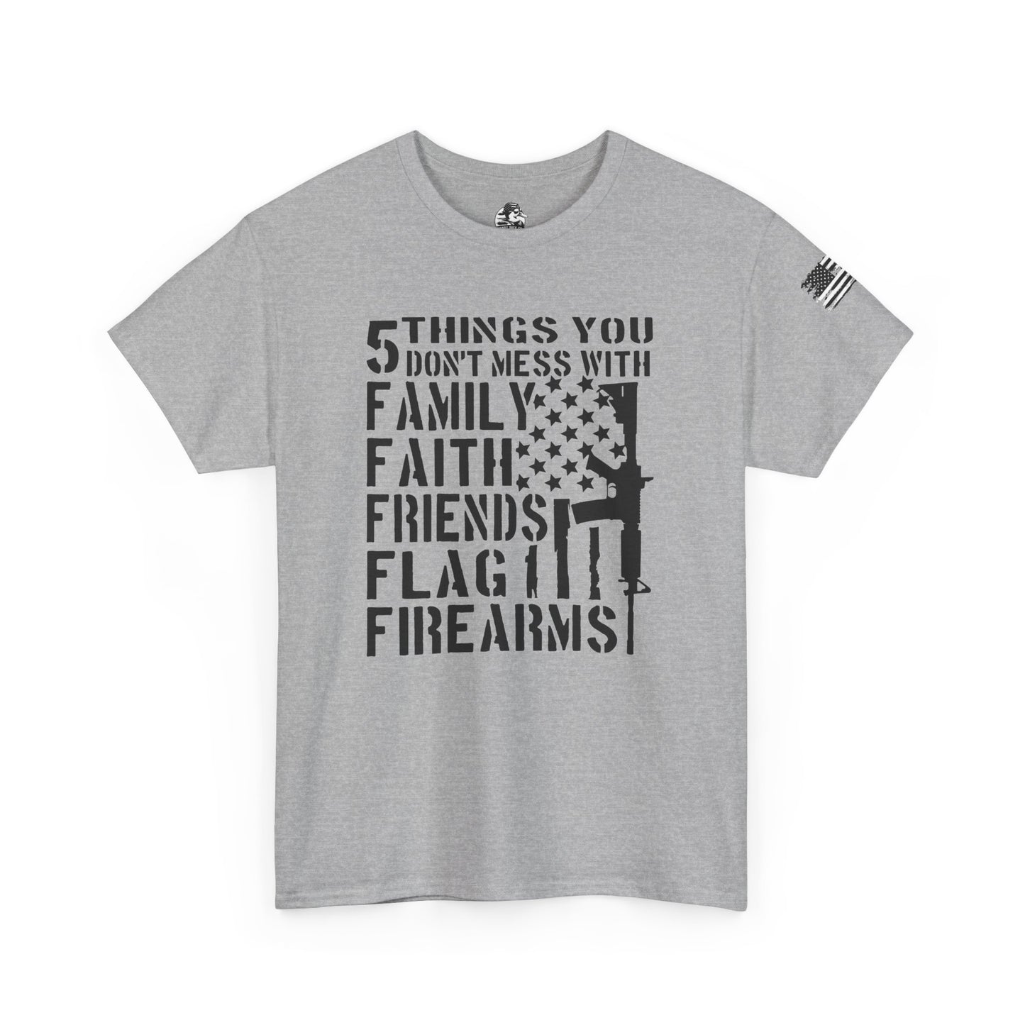 Patriotic Unisex Heavy Cotton Tee - 5 Things You Don't Mess With | Perfect for Veterans, Independence Day, Gifts