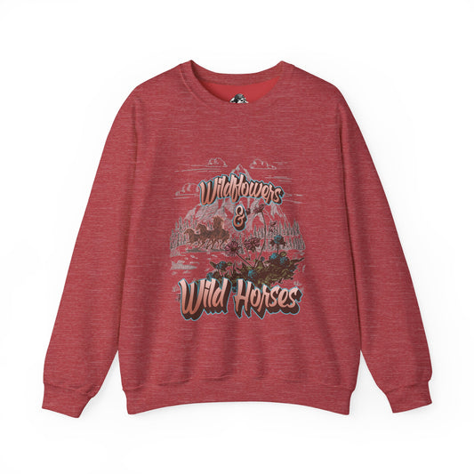 Wildflowers & Wild Horses Sweatshirt, Cozy Crewneck, Unisex Pullover, Nature Lovers Gift, Casual Fall Wear, Outdoor Adventure Apparel