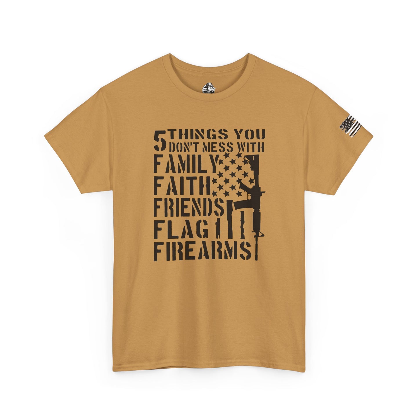 Patriotic Unisex Heavy Cotton Tee - 5 Things You Don't Mess With | Perfect for Veterans, Independence Day, Gifts