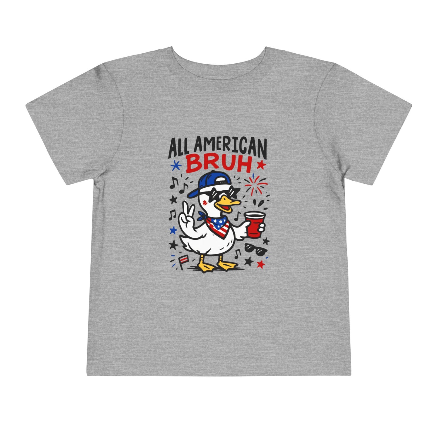 All American Bruh Toddler Tee, Cute Kids Shirt, Patriotic Toddler Outfit, 4th of July Apparel, Funny Duck Graphic Tee