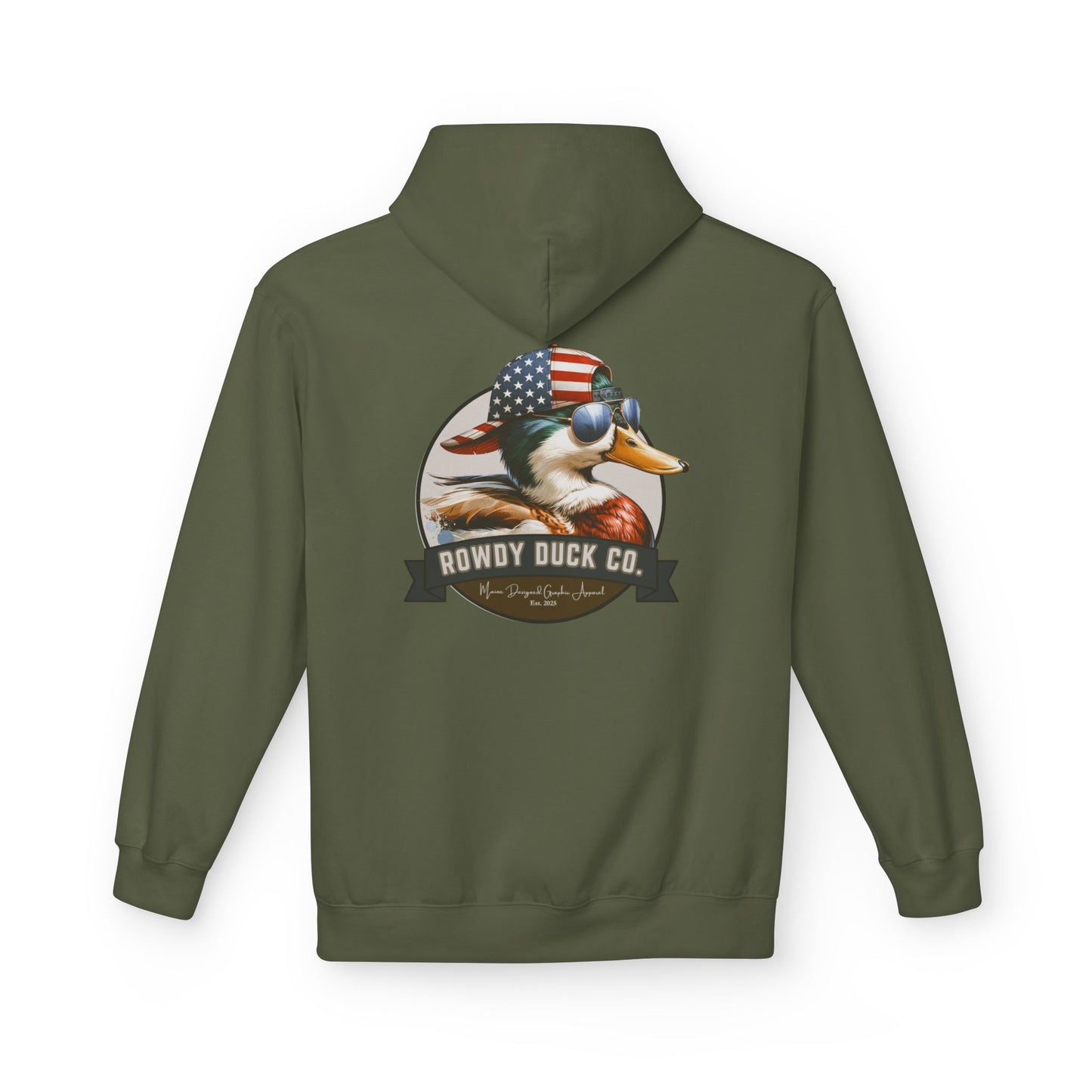 Patriotic Duck Hoodie, Fun Casual Wear for Outdoors, Gift for Animal Lovers, Unique Hoodie for Holidays, Comfy Everyday Style