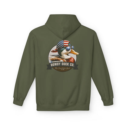 Patriotic Duck Hoodie, Fun Casual Wear for Outdoors, Gift for Animal Lovers, Unique Hoodie for Holidays, Comfy Everyday Style
