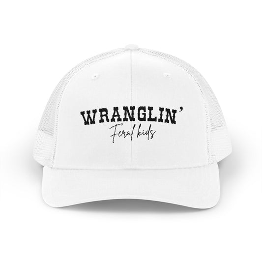 Funny Snapback Trucker Cap - Wranglin' Feral Kids