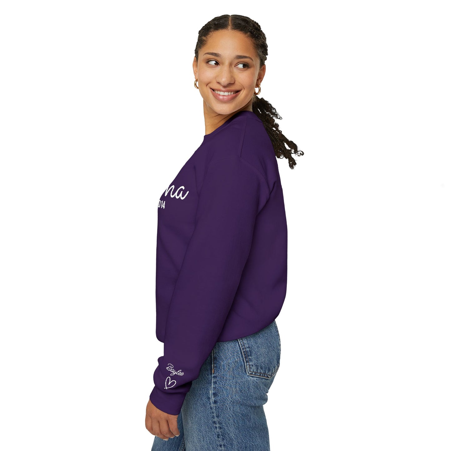 Custom Embroidered Mama Cursive Fleece Crewneck