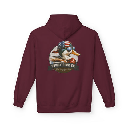 Patriotic Duck Hoodie, Fun Casual Wear for Outdoors, Gift for Animal Lovers, Unique Hoodie for Holidays, Comfy Everyday Style