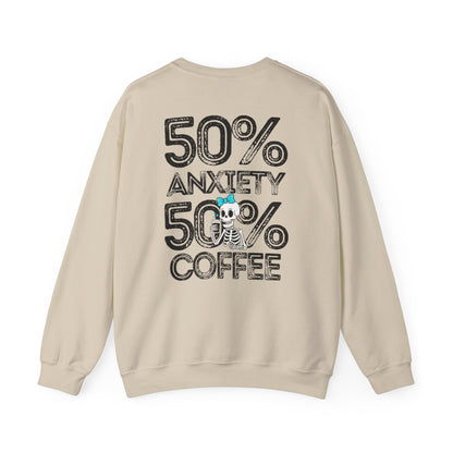 Unisex Fleece Crewneck 50% anxiety 50% coffee