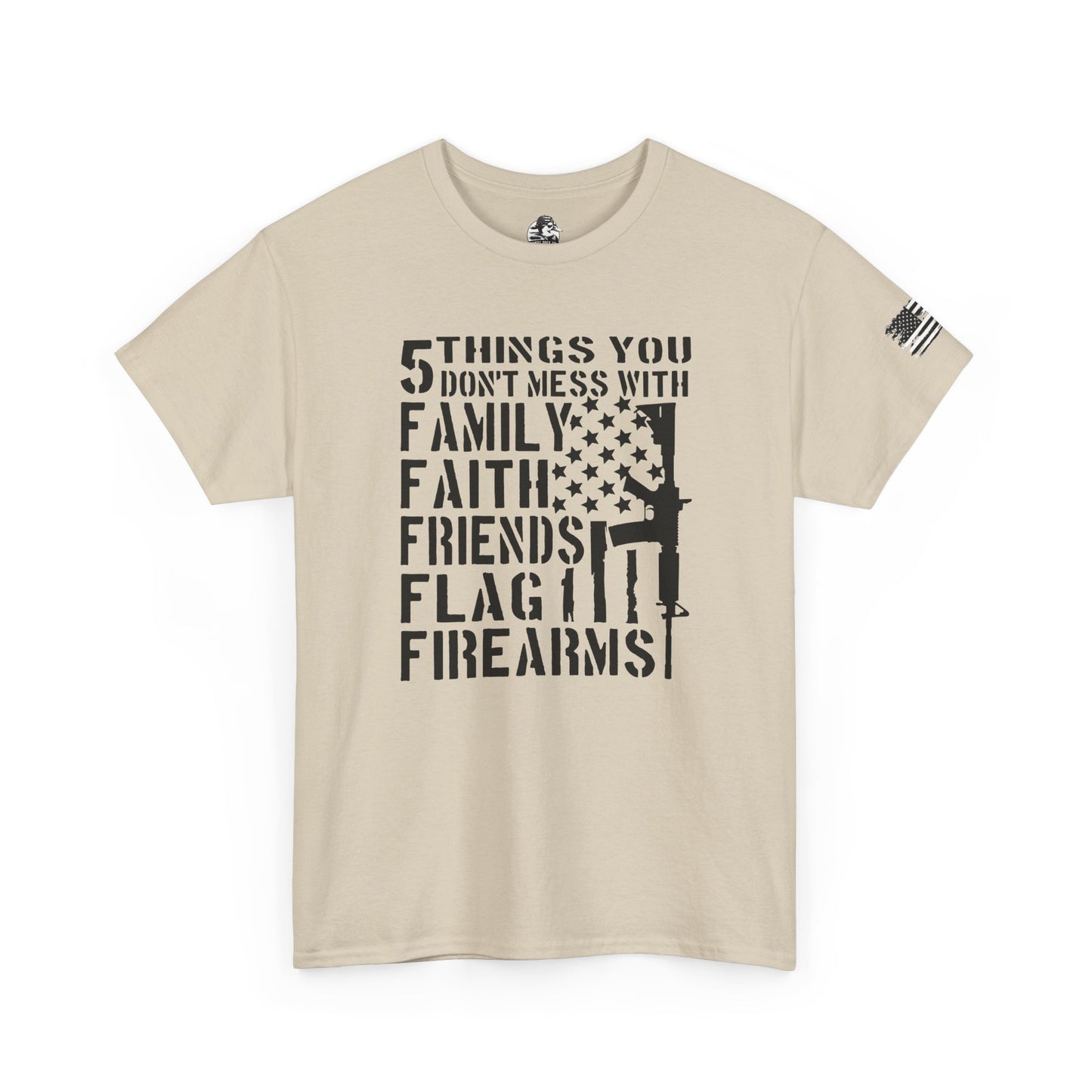 Patriotic Unisex Heavy Cotton Tee - 5 Things You Don't Mess With | Perfect for Veterans, Independence Day, Gifts