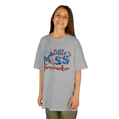 Kids 4th of July Tee - Little Miss Firecracker Shirt, Independence Day Outfit, Kids Summer Apparel, Patriotic T-Shirt, Fun Holiday Top