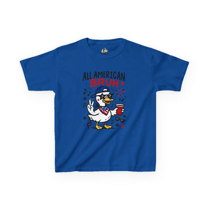 Patriotic Kids Tee, All American Bruh Shirt, Fun Summer Tee, Fourth of July Gift, Kids Celebration Apparel