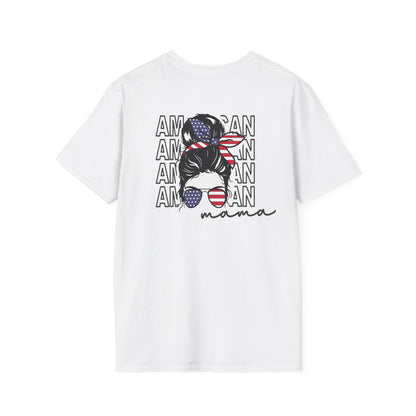 Patriotic Mama T-Shirt, Women's Tee, American Pride Shirt, Independence Day Fashion, Gift for Moms, Casual Summer Top