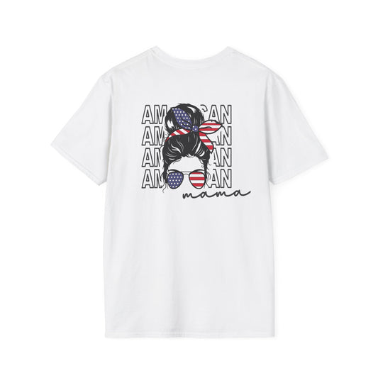 Patriotic Mama T-Shirt, Women's Tee, American Pride Shirt, Independence Day Fashion, Gift for Moms, Casual Summer Top