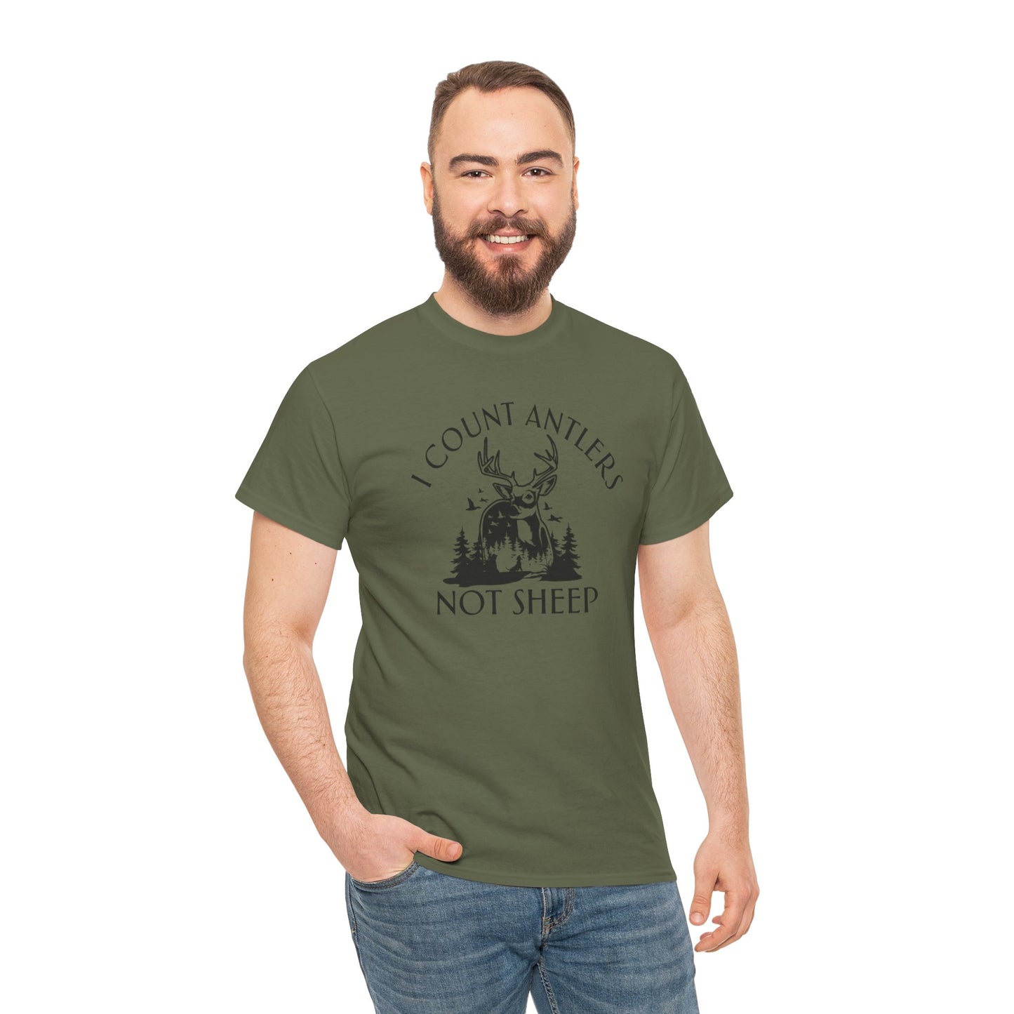 I Count Antlers Not Sheep Graphic Tee