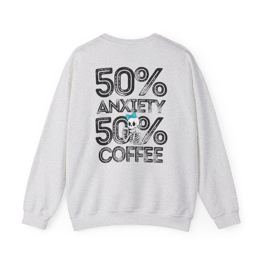 Unisex Fleece Crewneck 50% anxiety 50% coffee