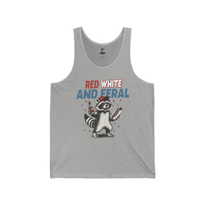 Patriotic Raccoon Tank Top - Red White and Feral, Casual Apparel for July 4th, Summer Festivals, Unisex Clothing, Gift Idea