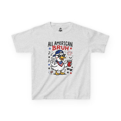 Patriotic Kids Tee, All American Bruh Shirt, Fun Summer Tee, Fourth of July Gift, Kids Celebration Apparel