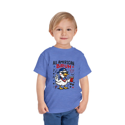 All American Bruh Toddler Tee, Cute Kids Shirt, Patriotic Toddler Outfit, 4th of July Apparel, Funny Duck Graphic Tee
